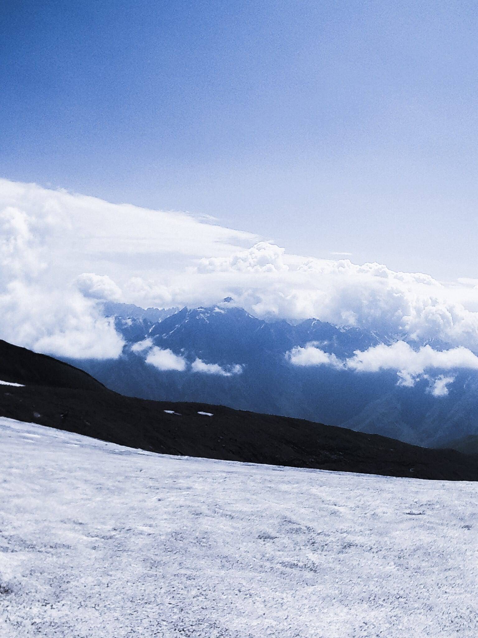 gergheti glacier in caucasus mountains