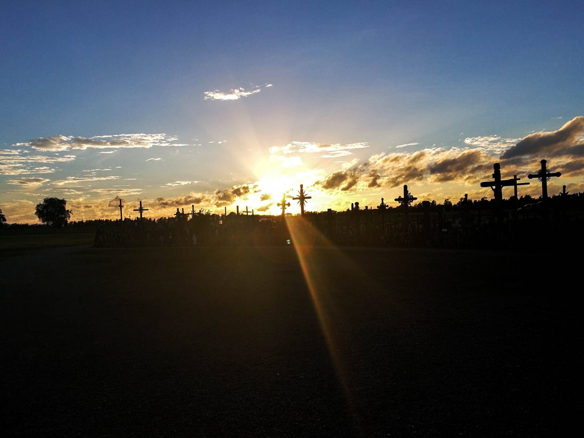 Sunset at the Hill of crosses