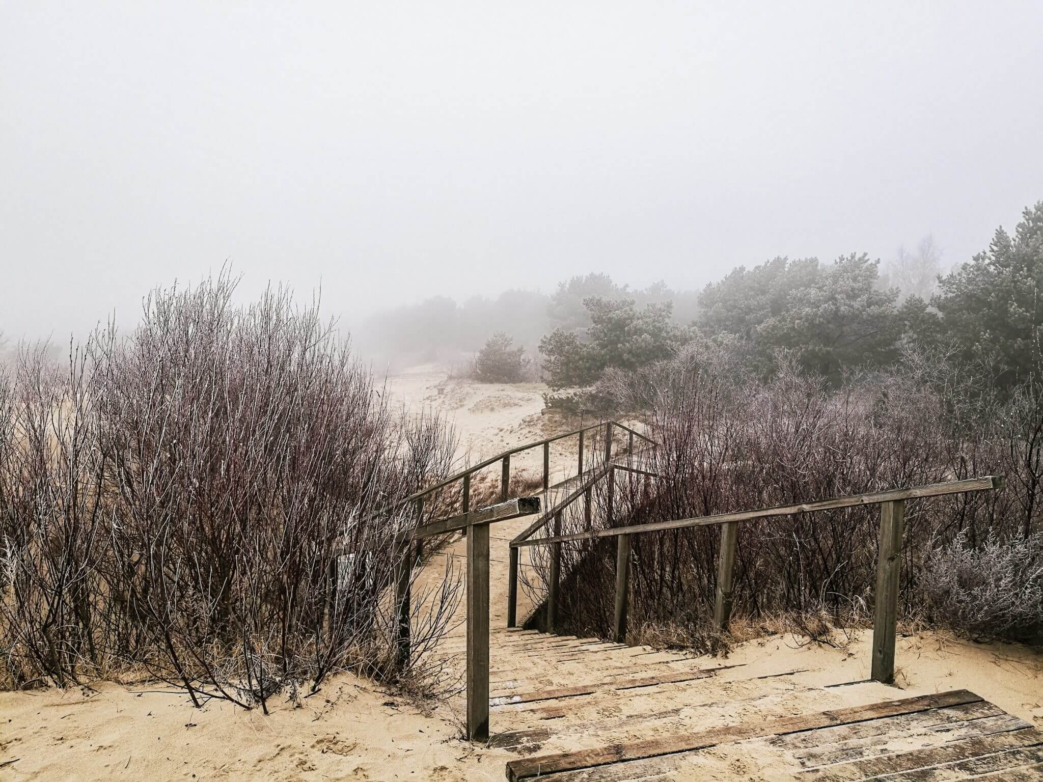 stairs to parnidis dune observation point winter