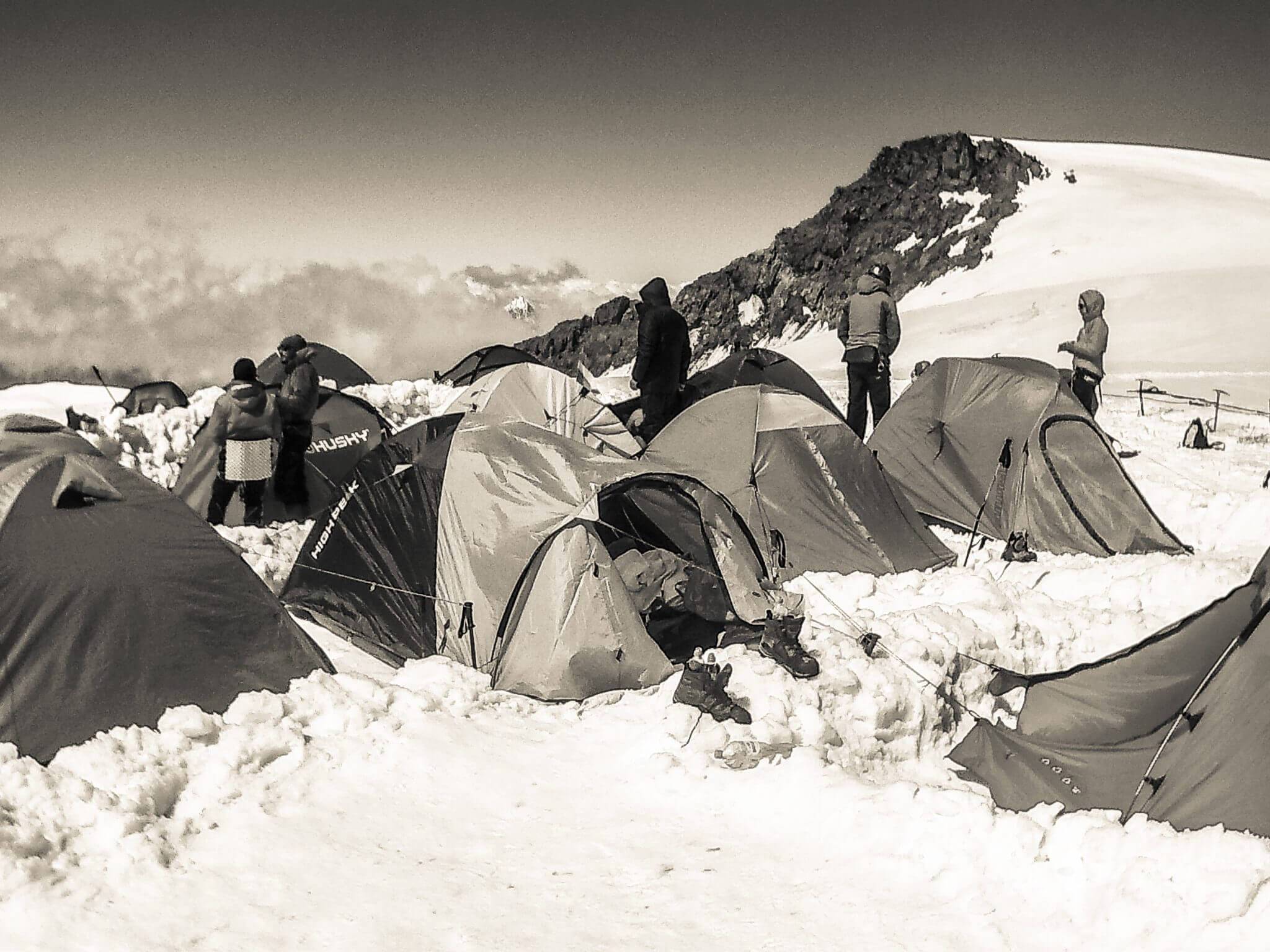 tents on mount kazbek plateau