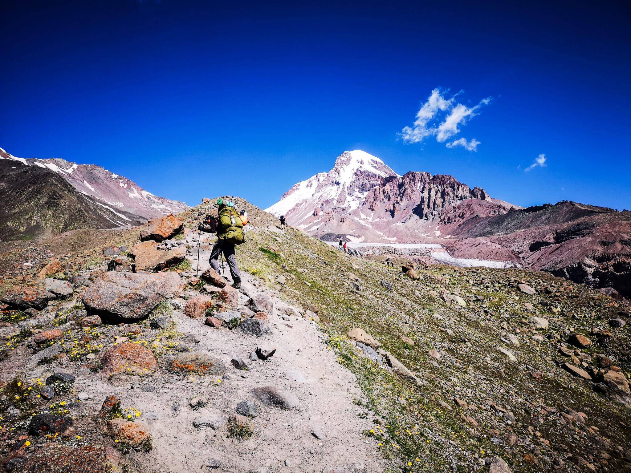 climbing mount kazbek