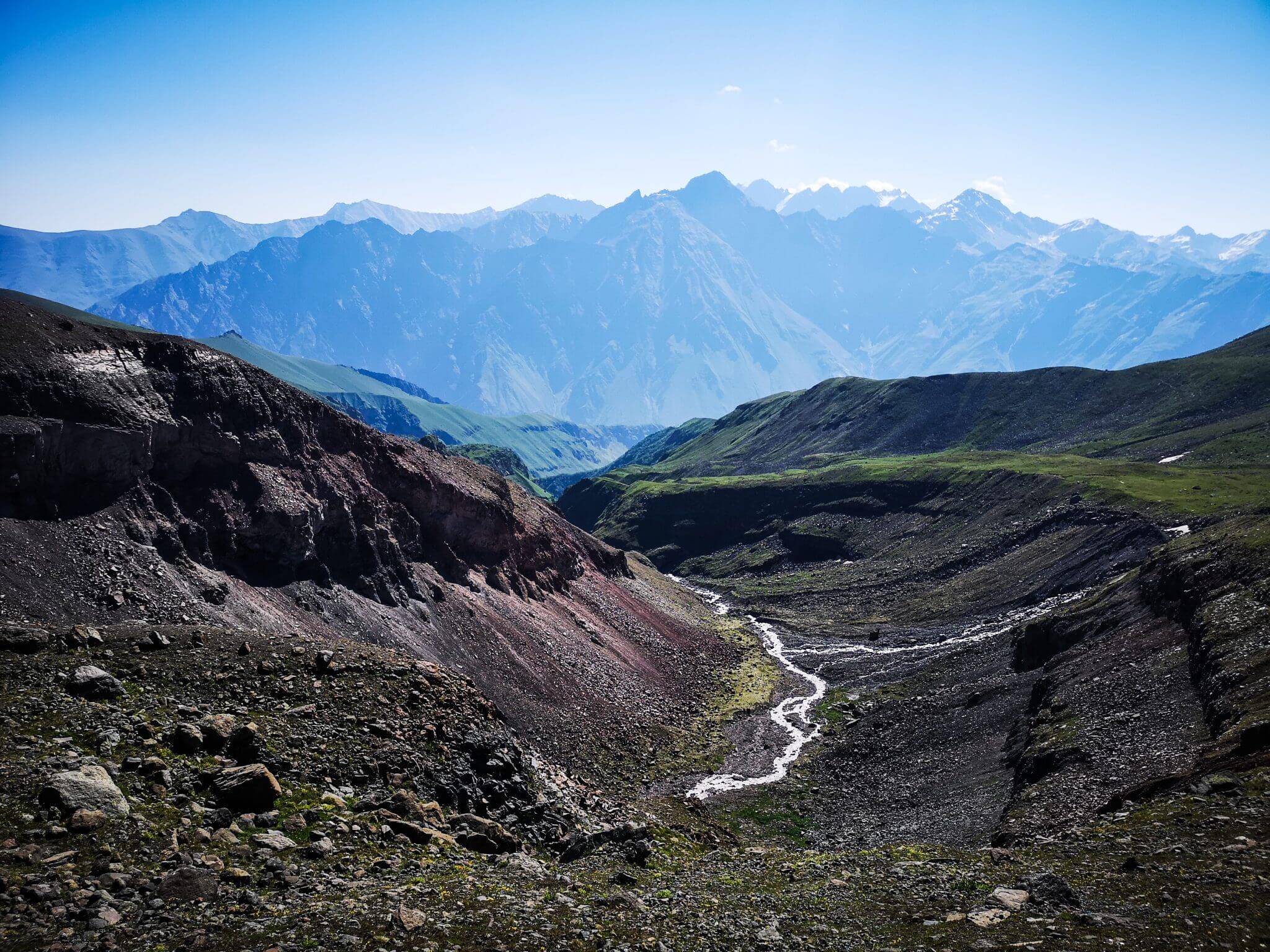 morning caucasus mountains river