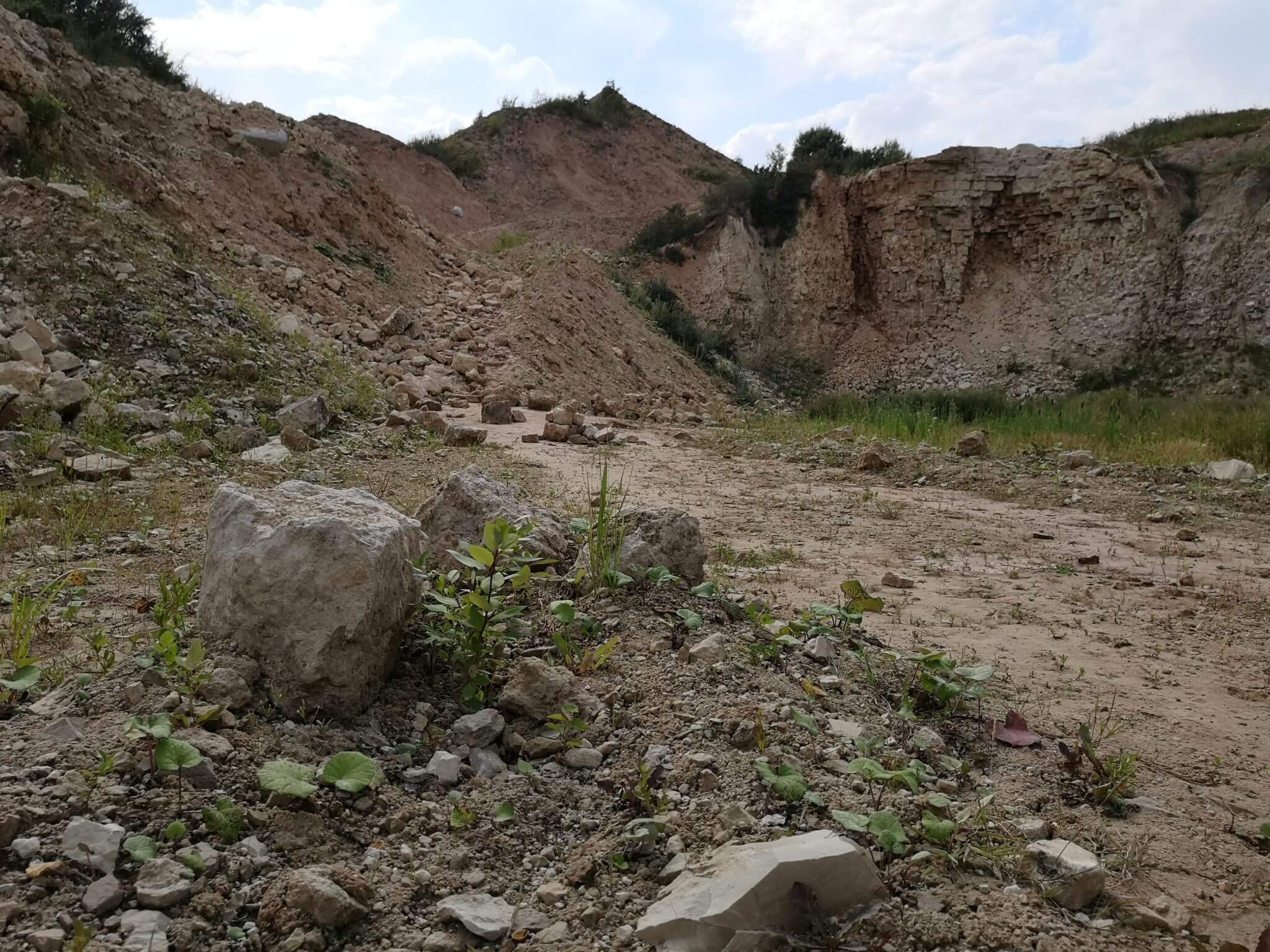 road in limestone quarry