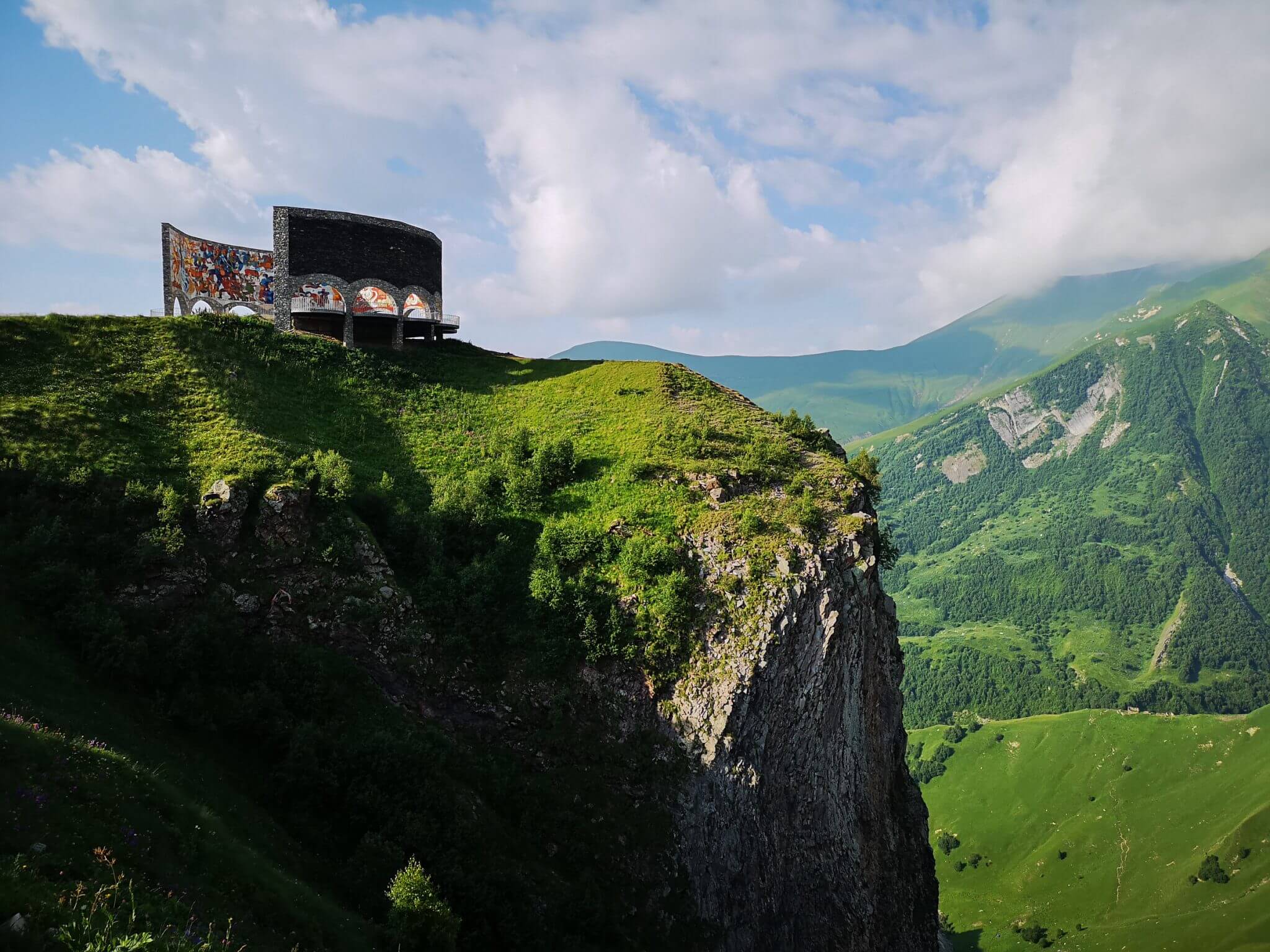 russian and georgian friendship monument mountains
