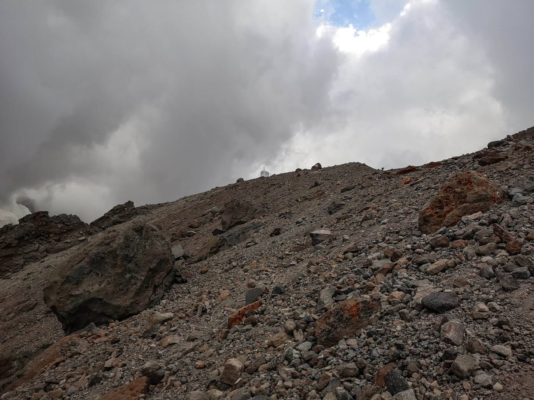 small orthodox church mount azbek clouds