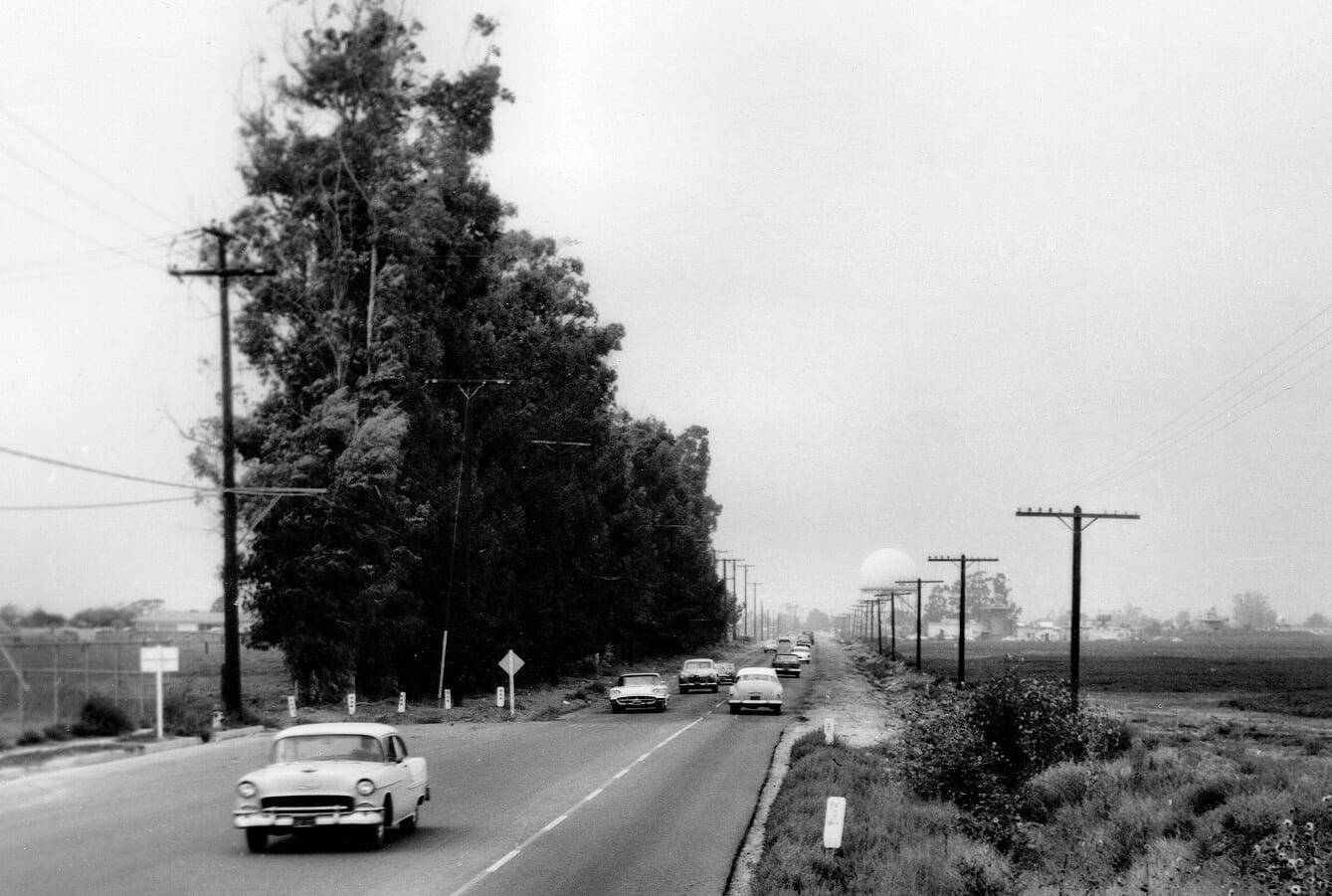 Car traffic near Nike Missile emplacement California 1962