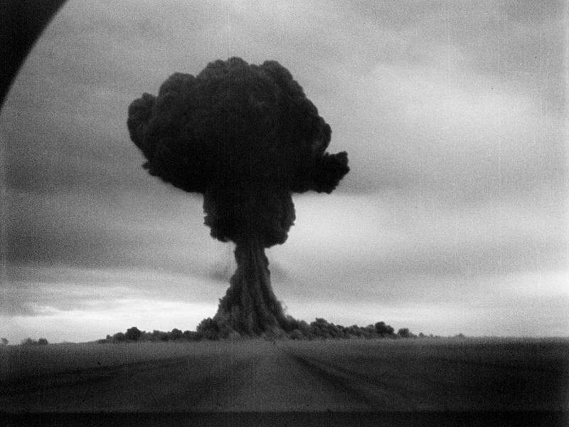 The mushroom cloud from the first Soviet nuclear bomb RDS 1 test 1949