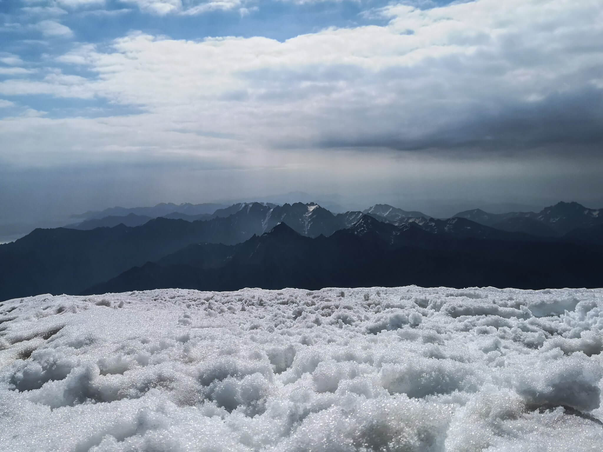 great caucasus mountains from mountain peak