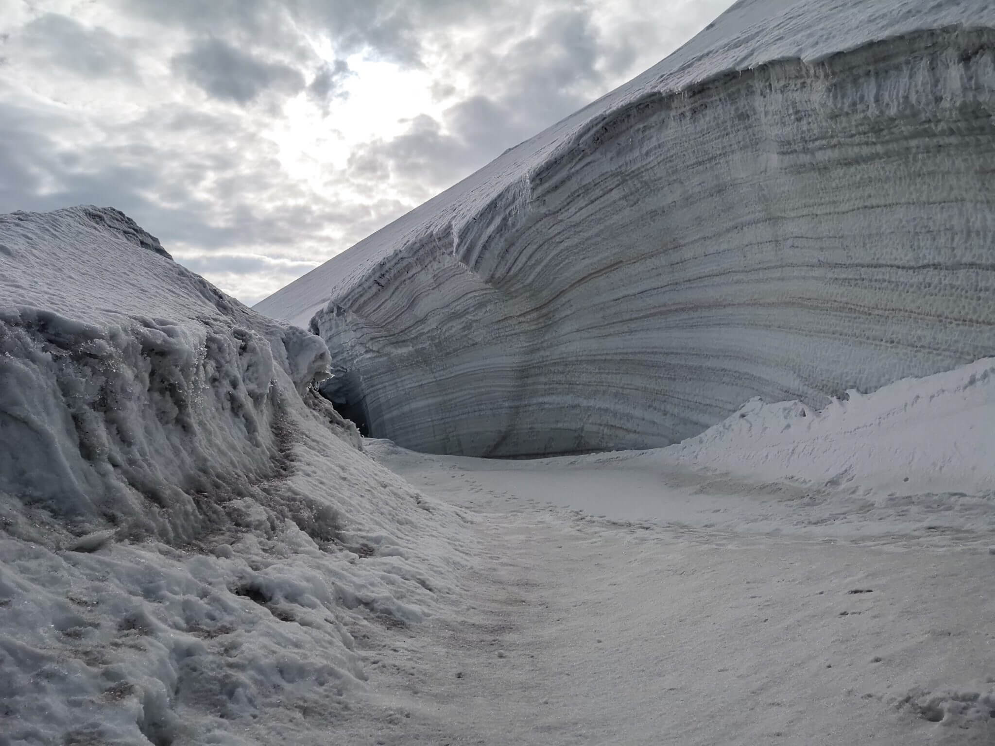 huge crevasse mount kazbek