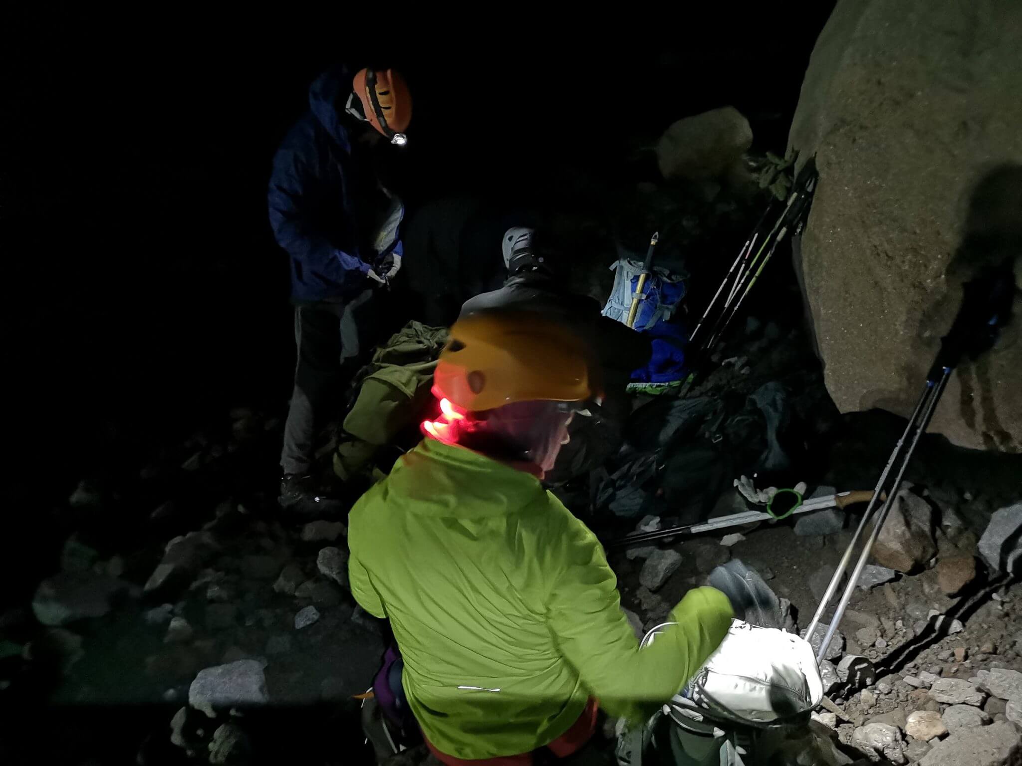 mountain climbers preparing for a rope team