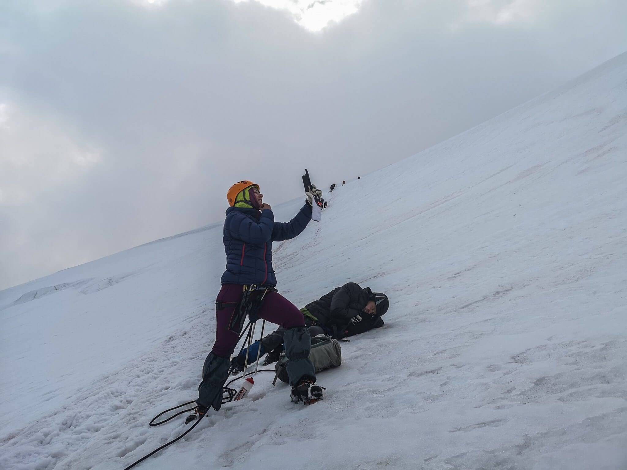 mountain climber making a selfie