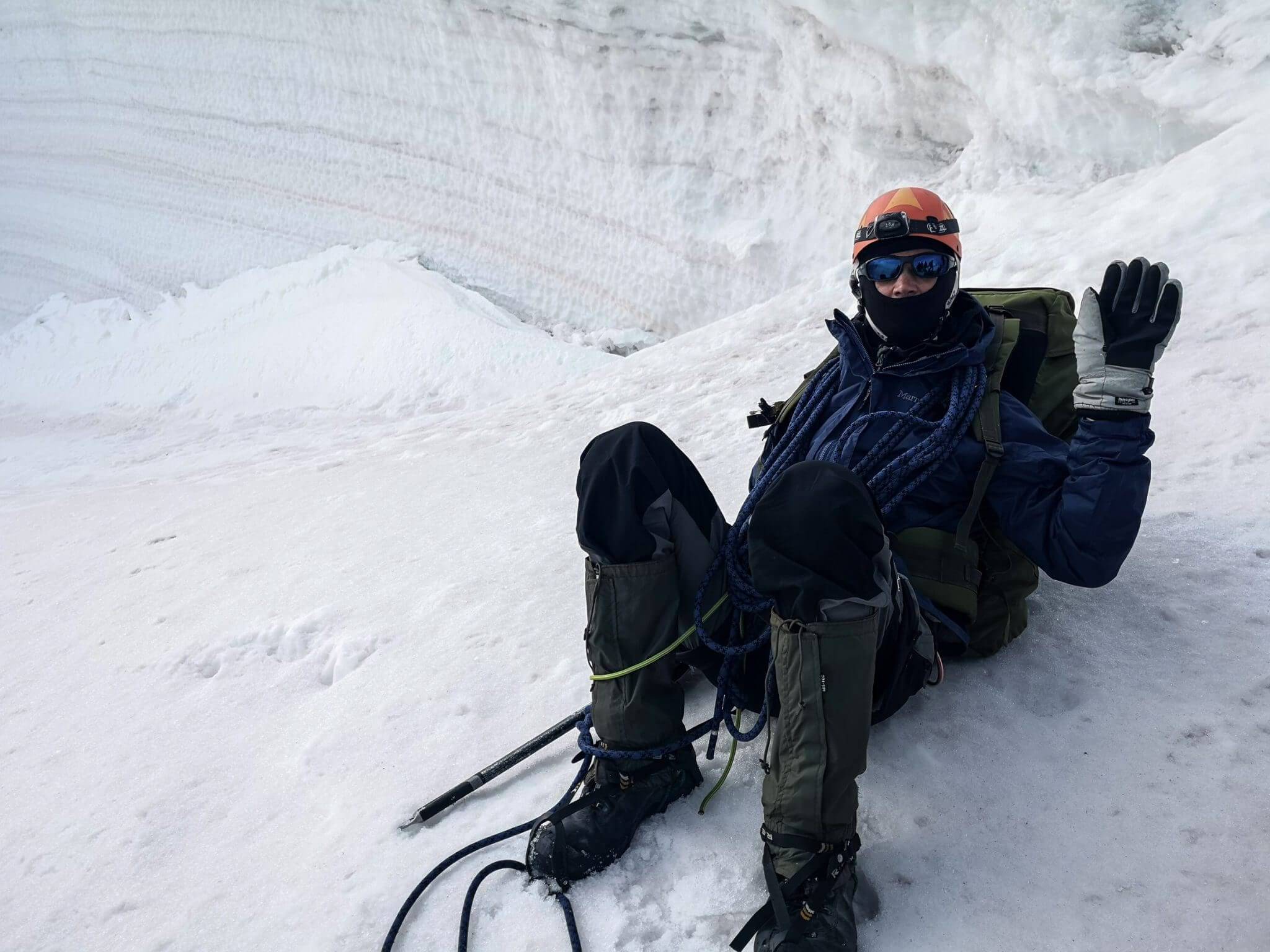 mountain climber resting
