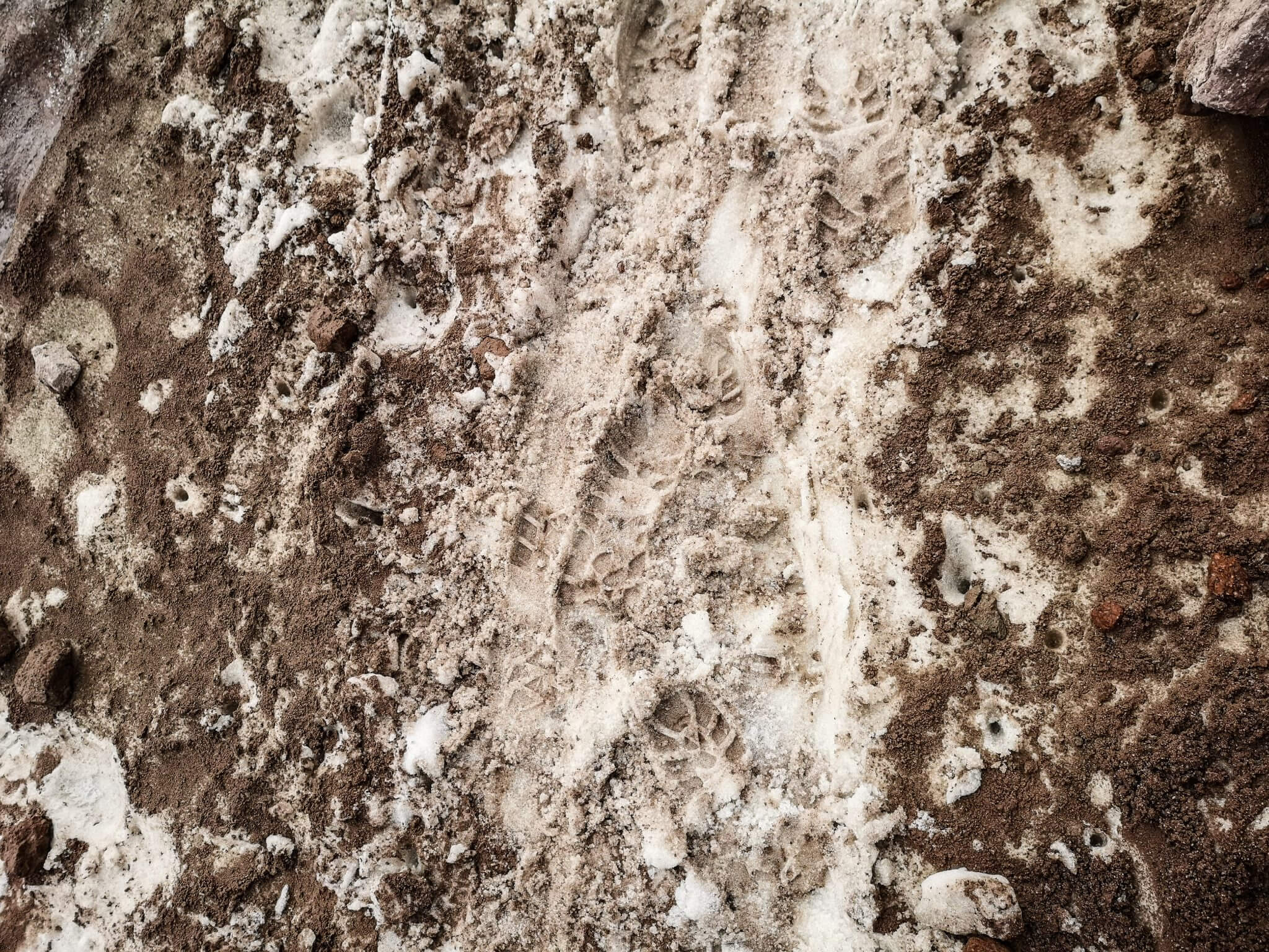 walking in mountains on snow