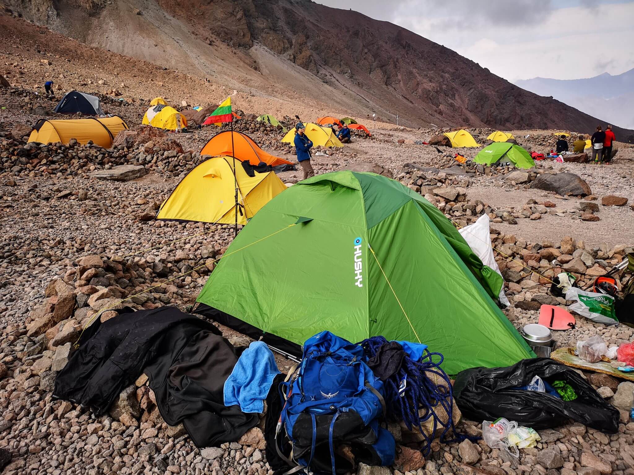 drying stuff near a tent