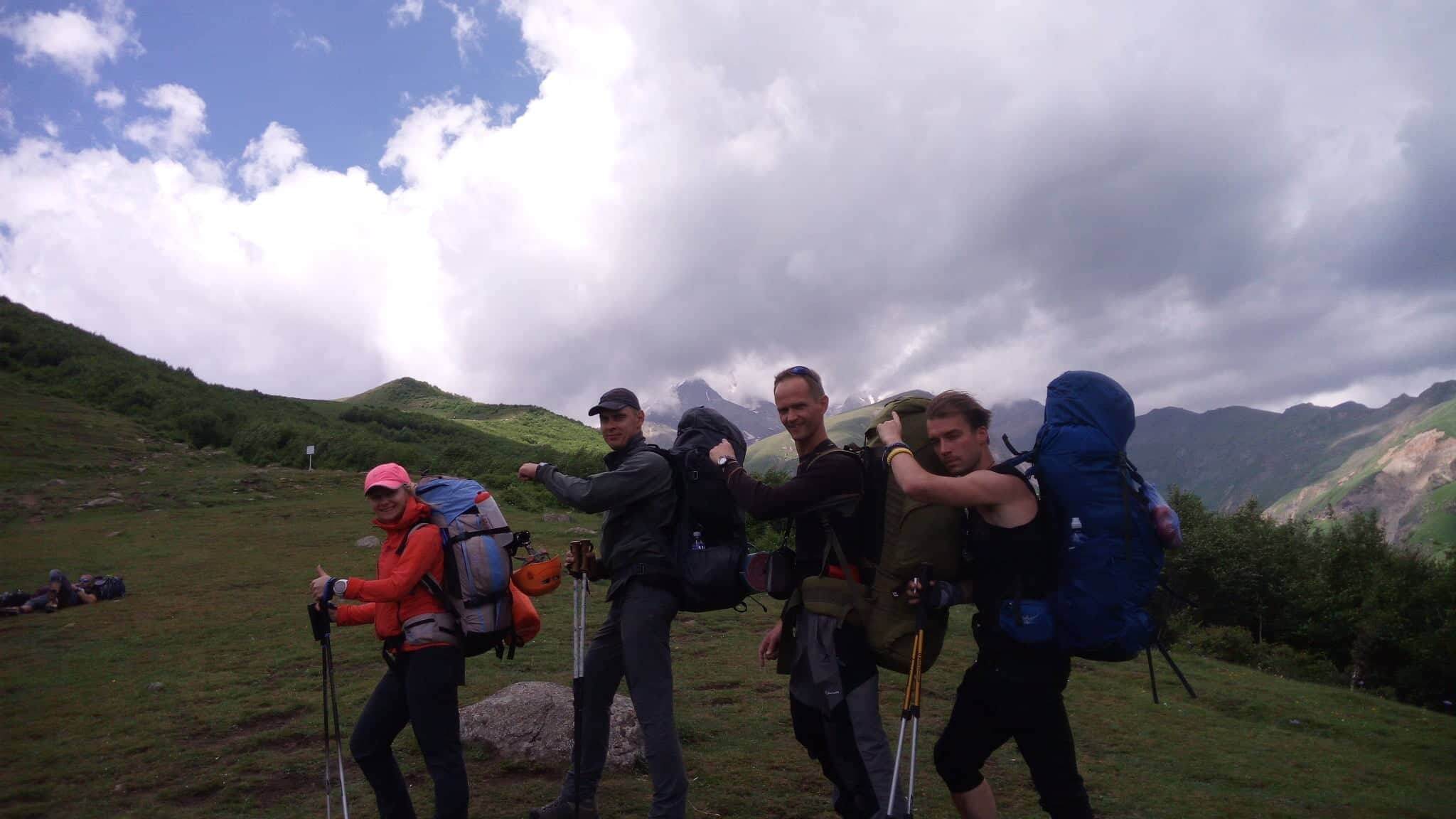mountain climbers before expedition