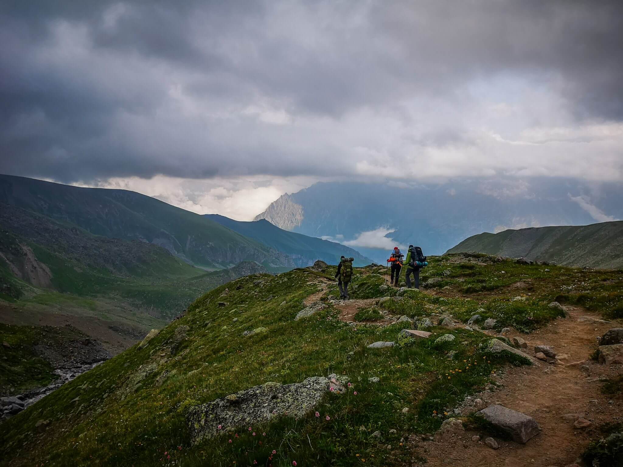 mountain climbers hiking