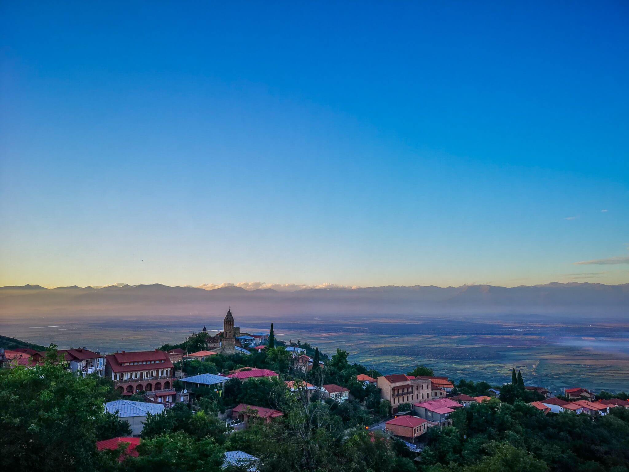 sighnaghi panorama sunset