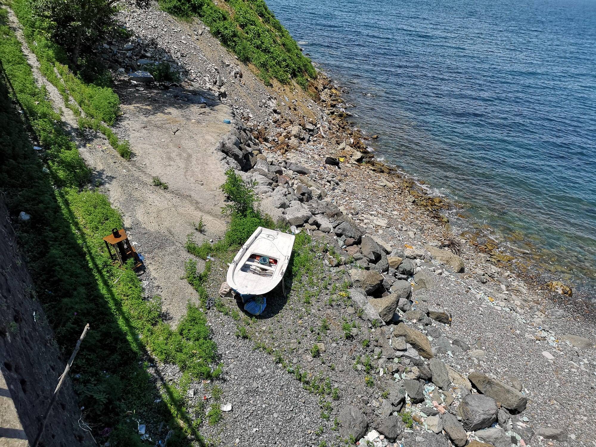 Boat on the Black Sea coast in Sarp Town, Turkey