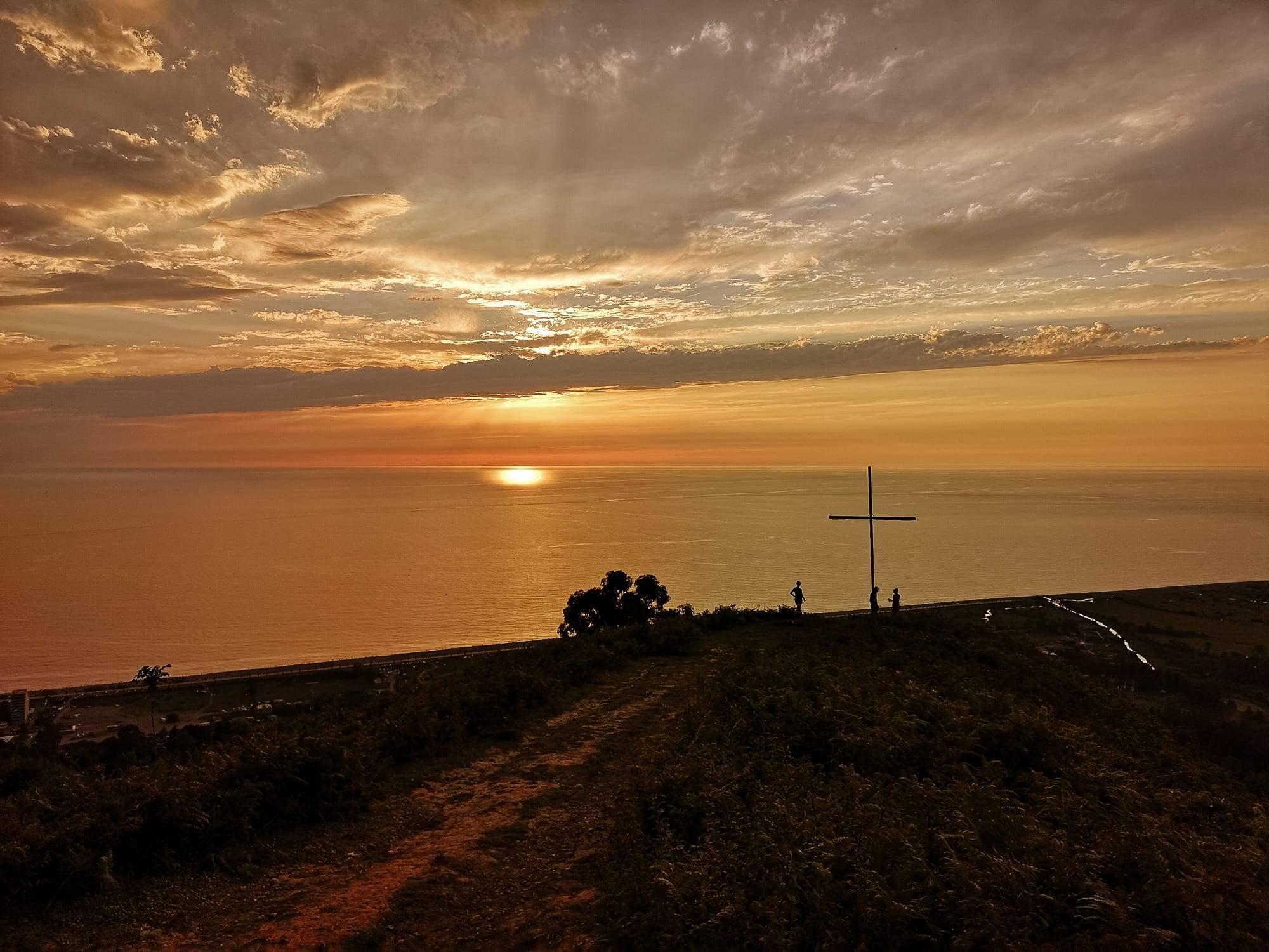 Sunset to the Black Sea near Batumi in Georgia
