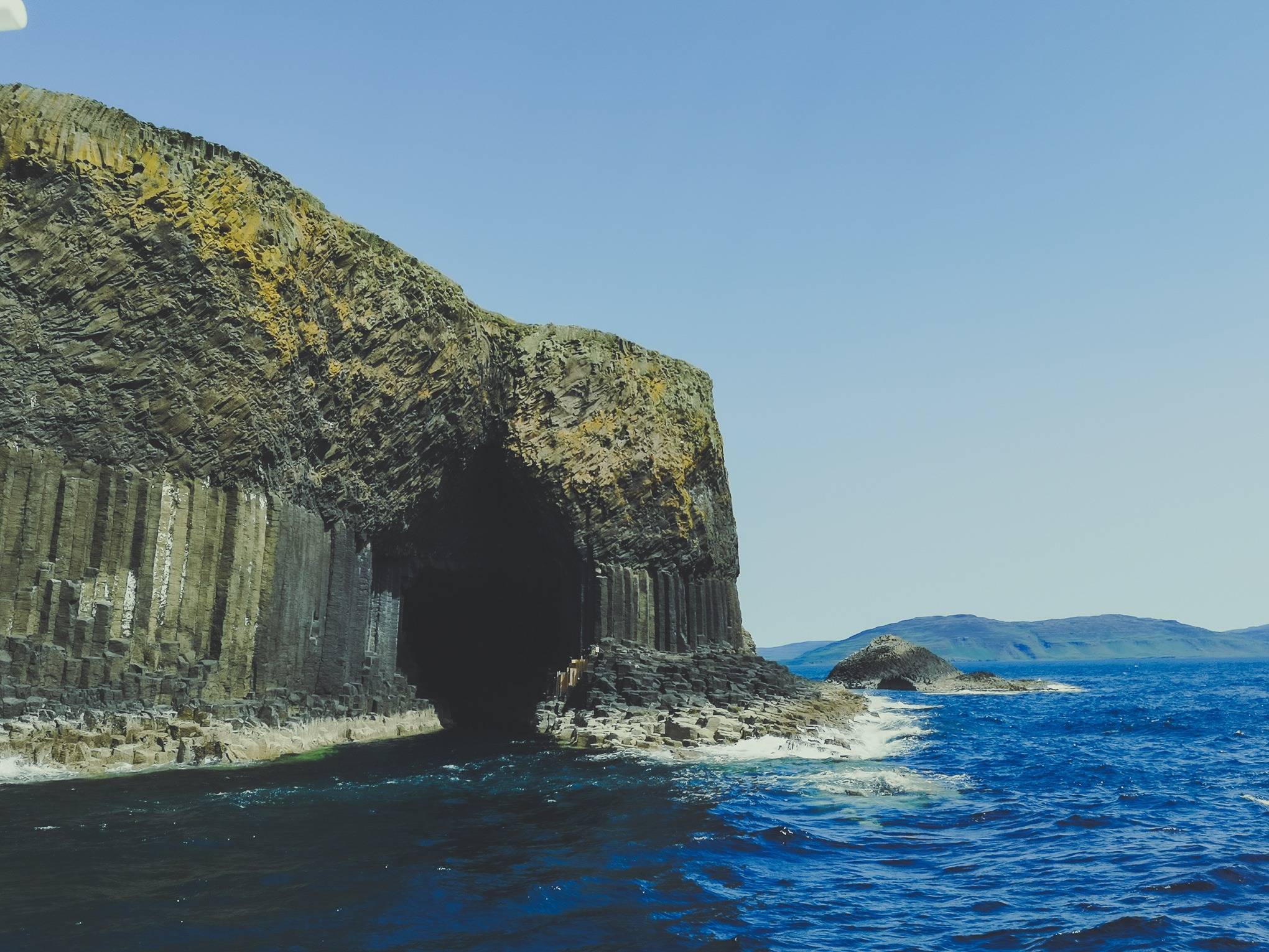 Fingal's Cave from the sea in Staffa island, Hebrides, Scotland