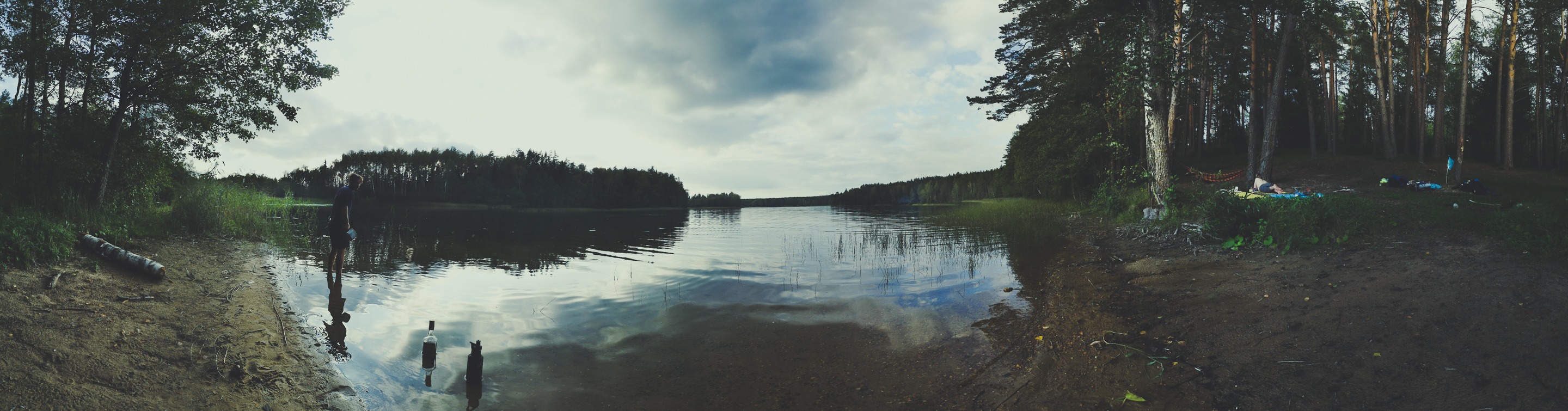 Camping near Black Lakajai Lake in Labanoras Regional Park, Lithuania