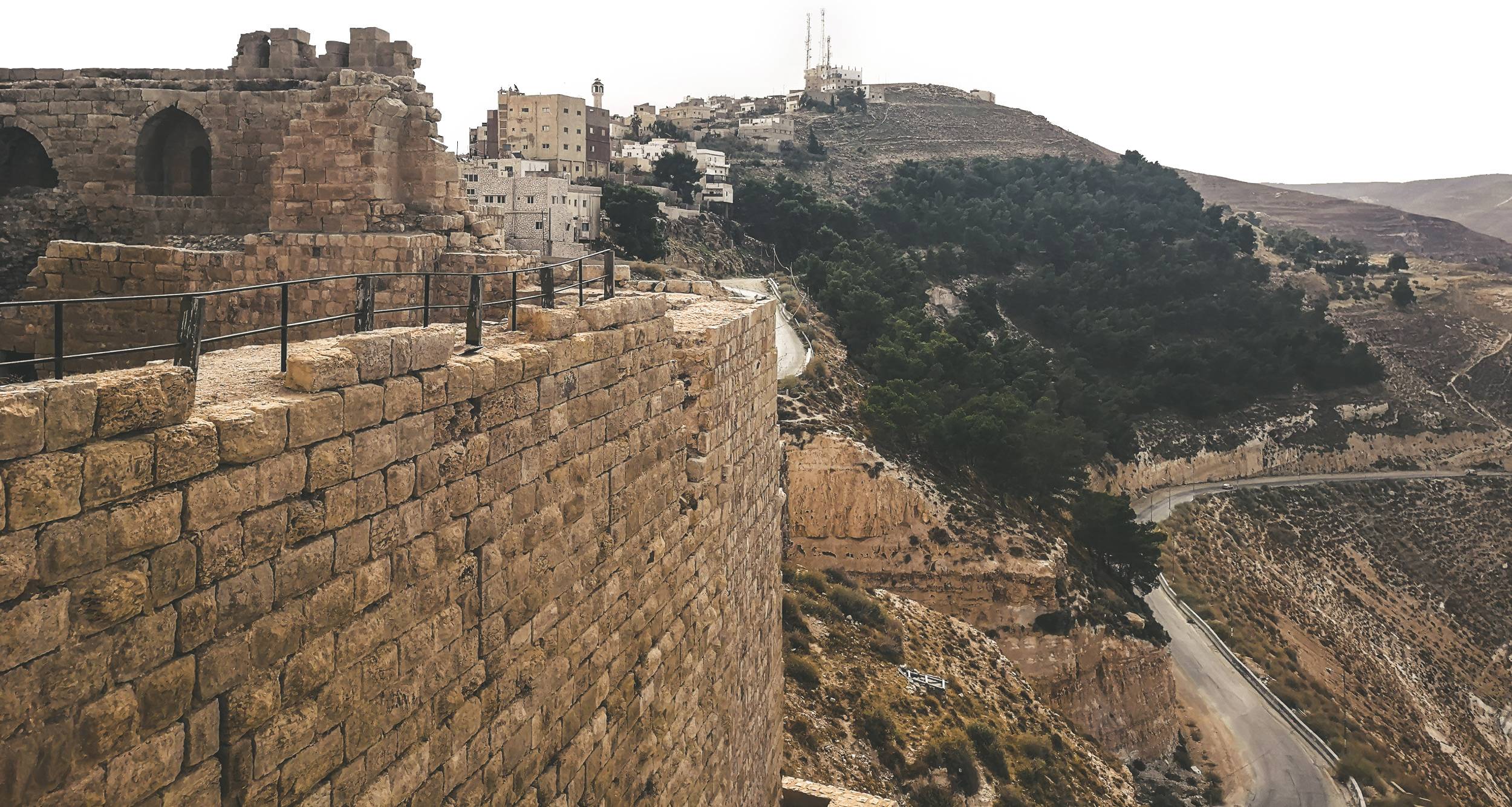 al-Karak Castle wall and the surroundings