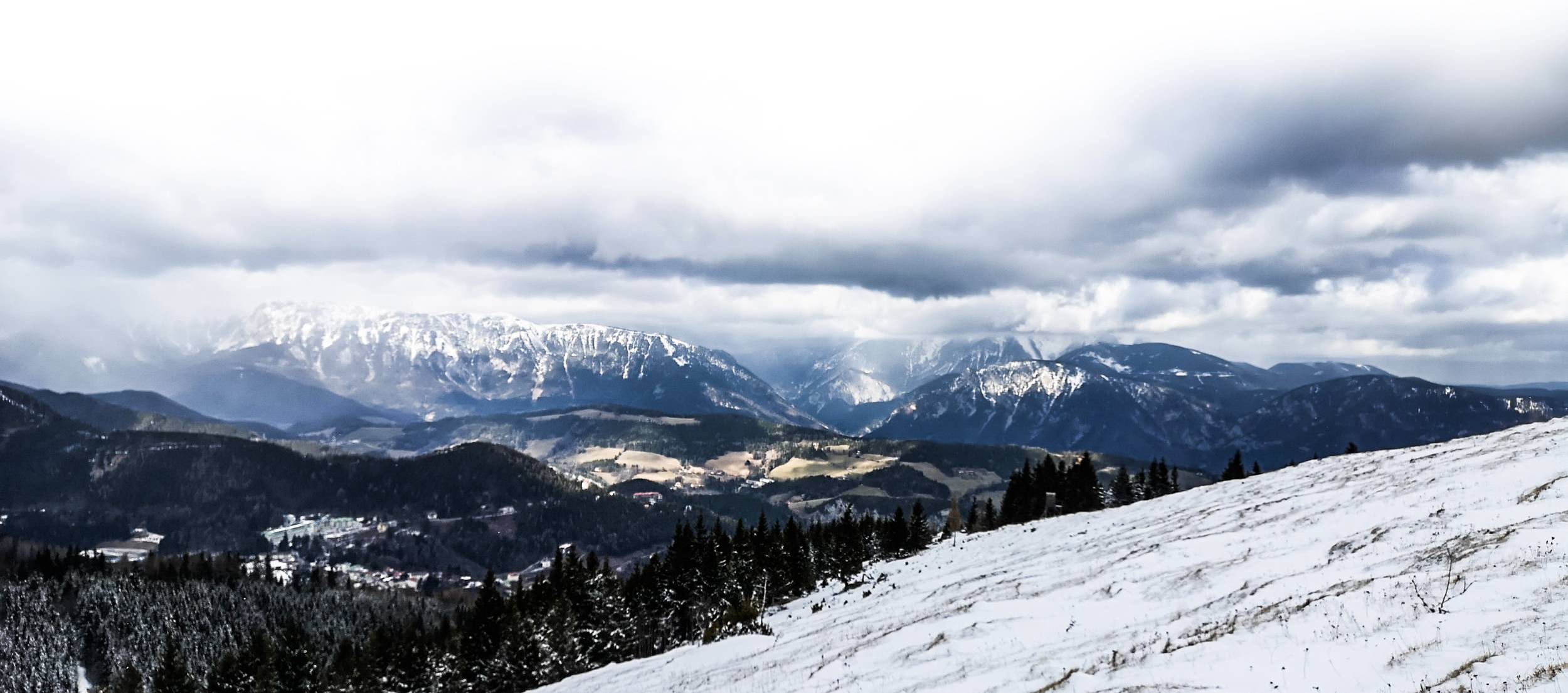 The panorama of Semmering and Lower Alps from Durriegel, 1463m