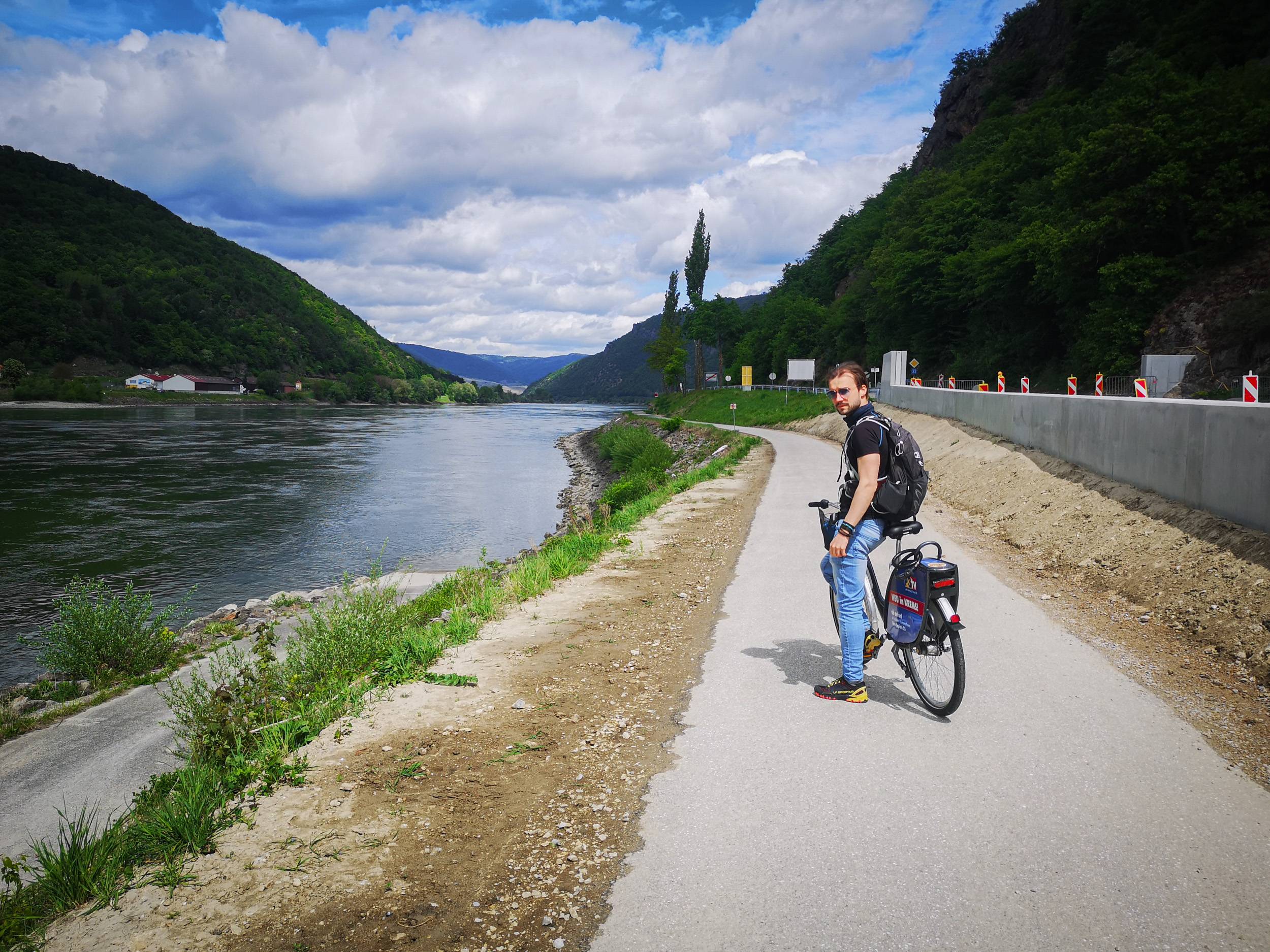 On a bike in Wachau Valley of Danube, Austria