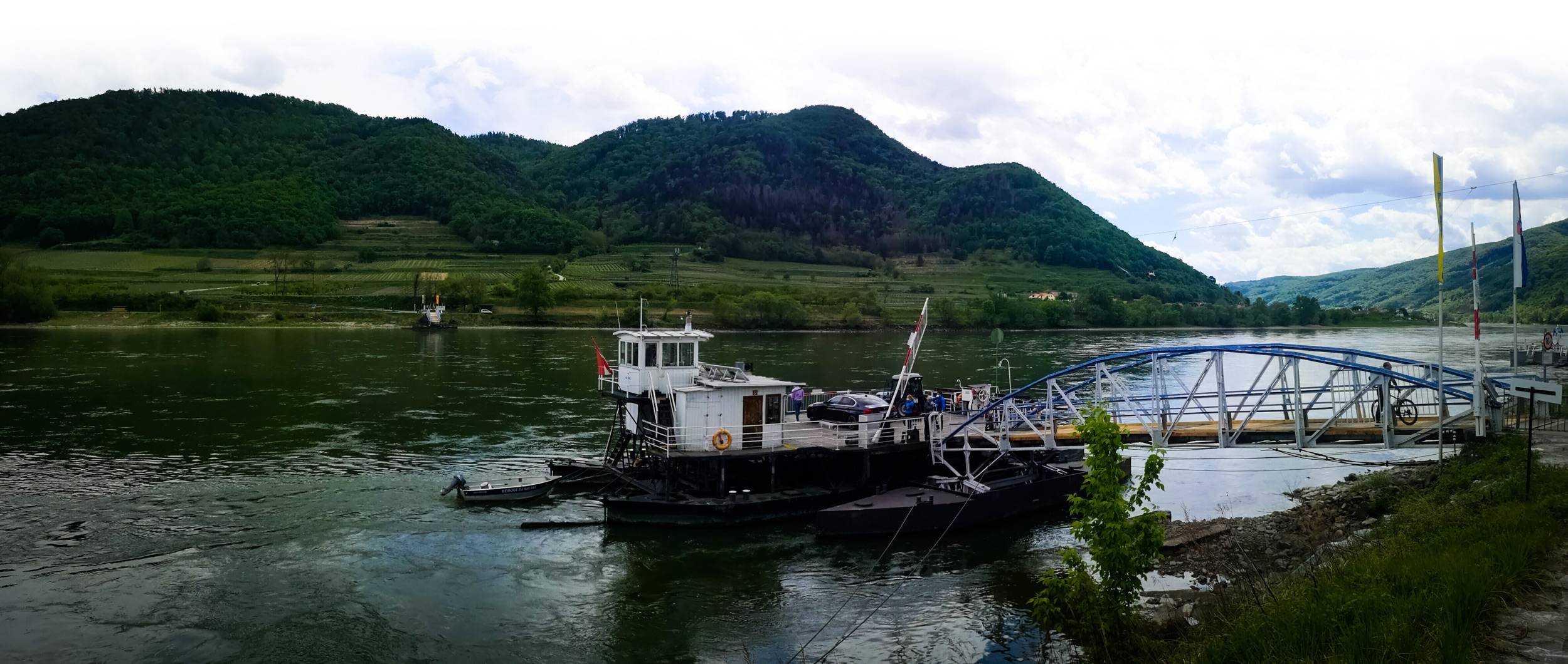 Spitz ferry over Danube river in Wachau, Austria