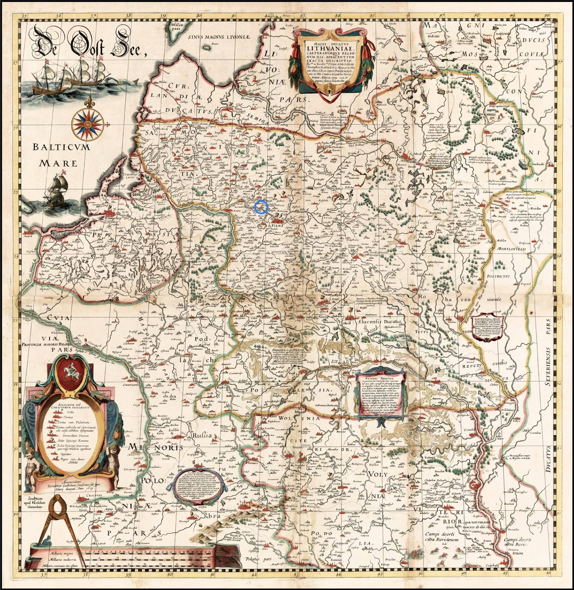 Kernavė on famous Grand Duchy of Lithuania map - Magni Ducatus Lithuaniae