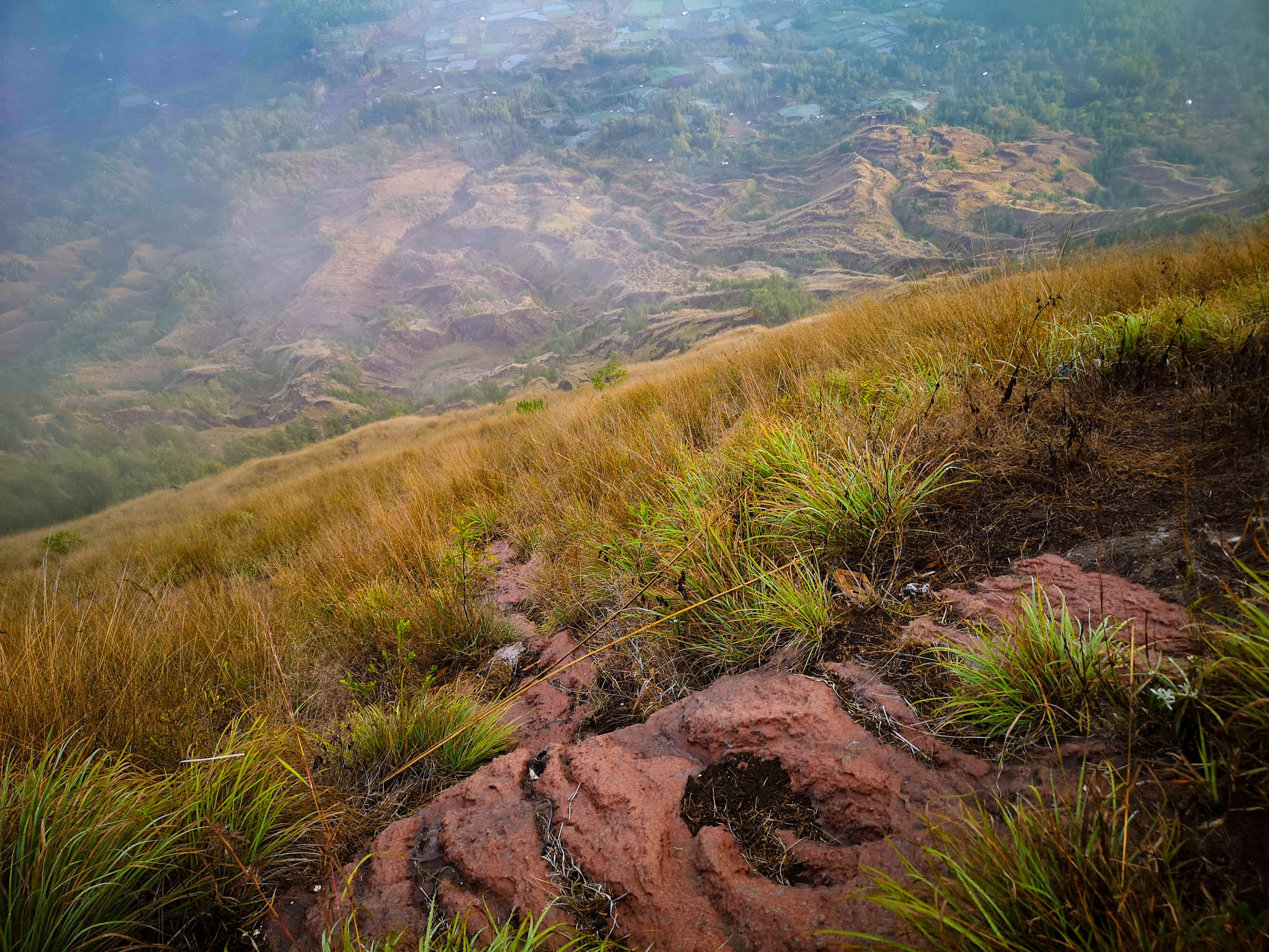 A red lava on Mount Batur