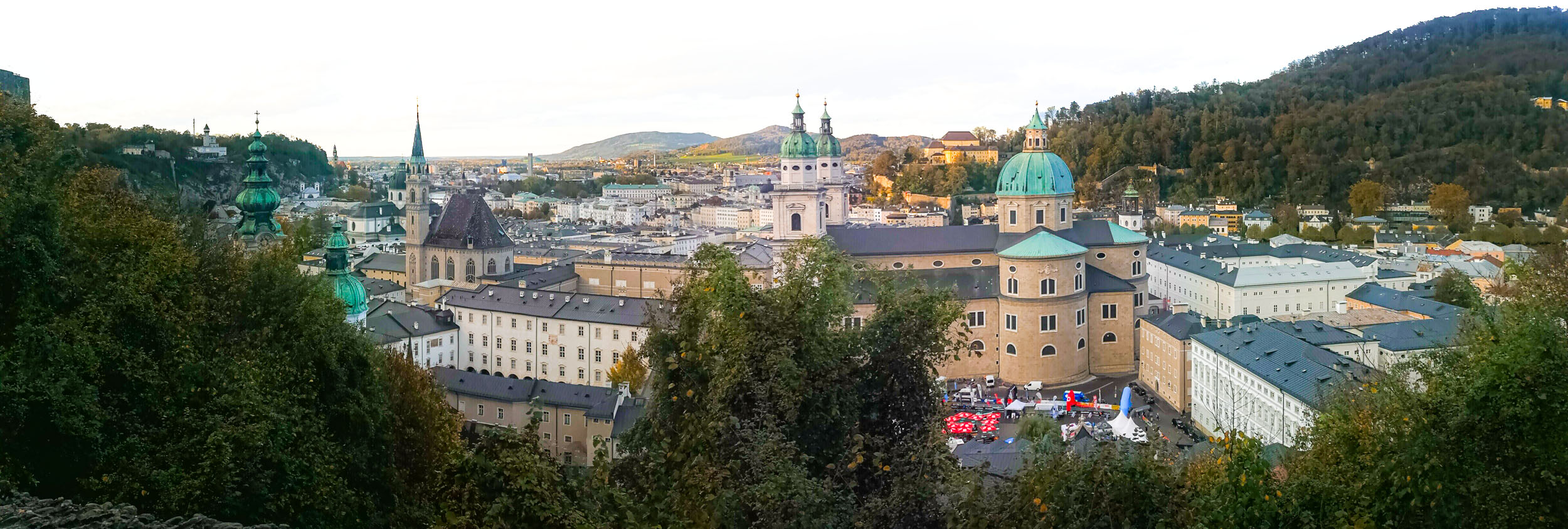 Panorama of Saburg Baroque towers, Austria