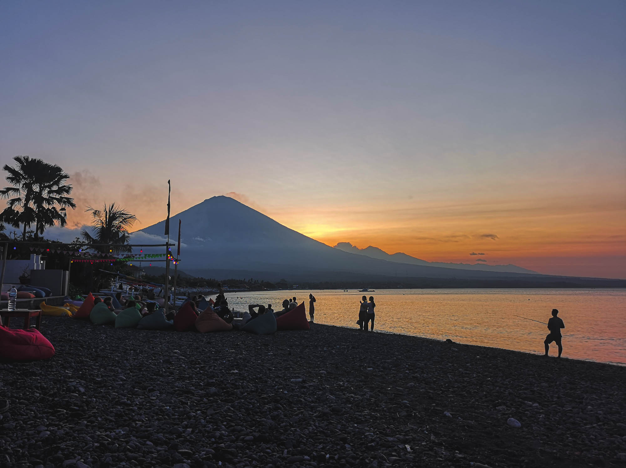 Sunset over Mount Agung from Amed Beach, Bali