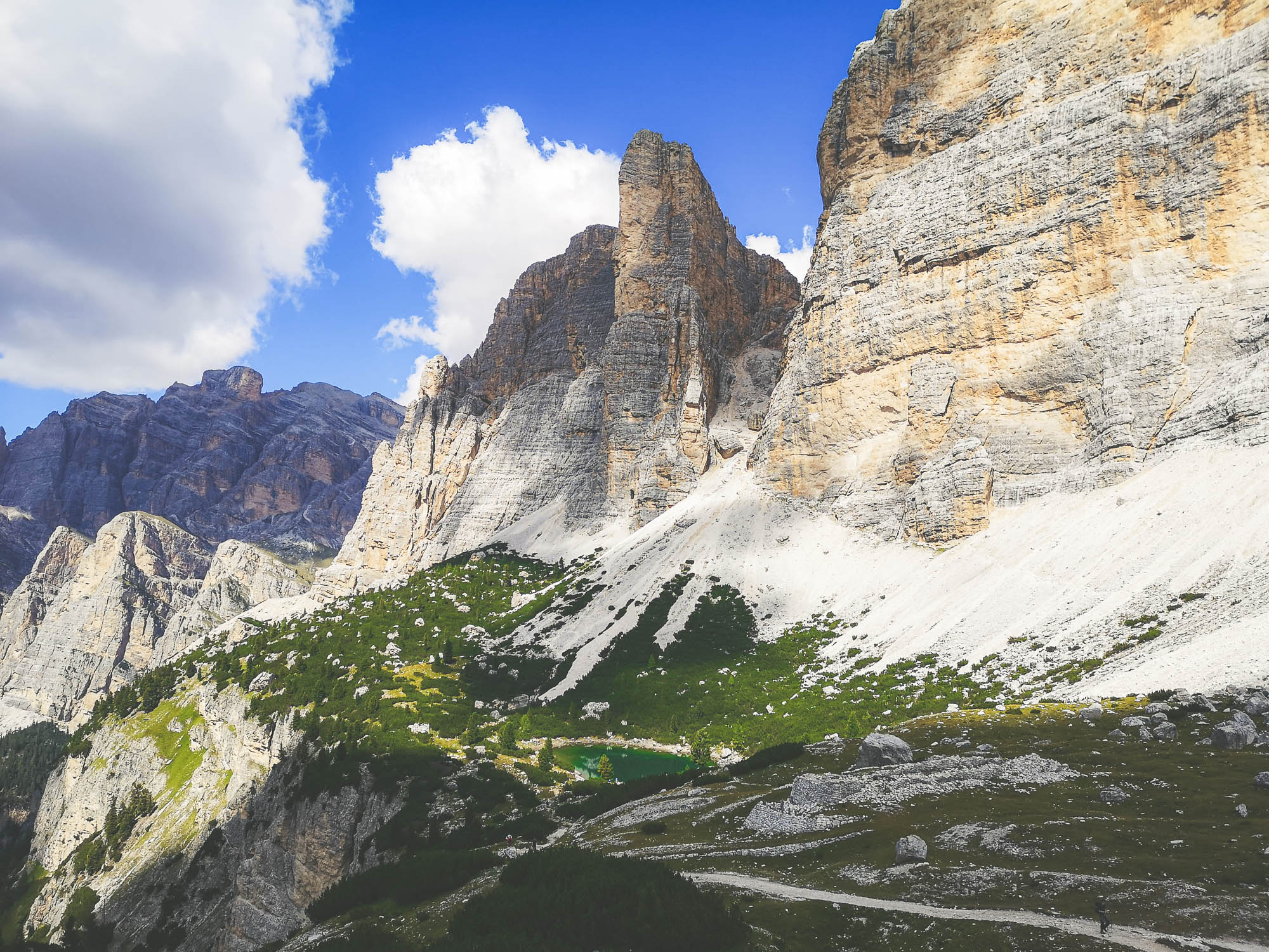 Lake Lagozuoi Saddle in Alta Via 1, Dolomites, Italy