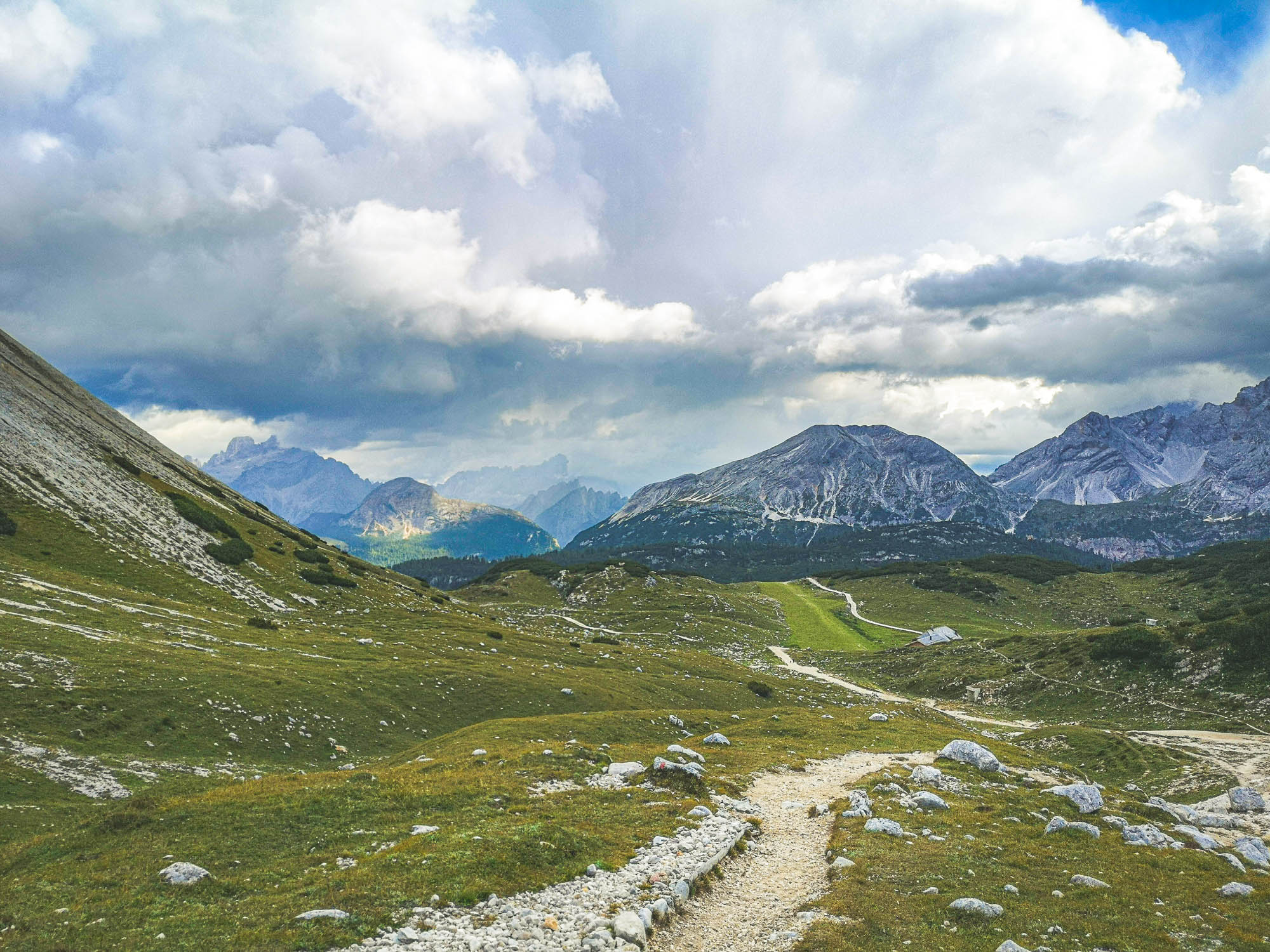 Sennes mountains in Alta Via 1, Dolomites, Italy