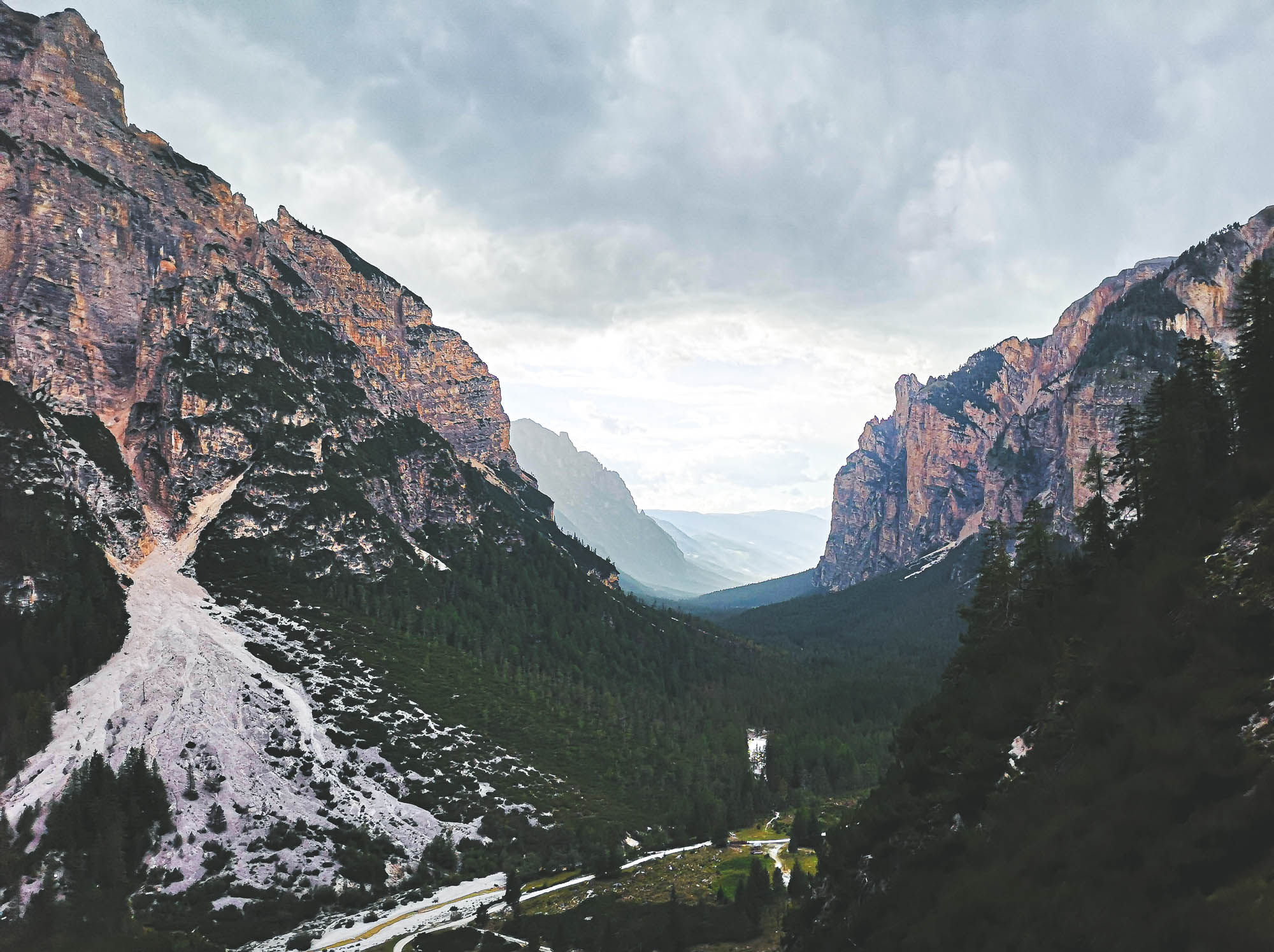 Tamersc Valley in Alta Via 1, Dolomites, Italy