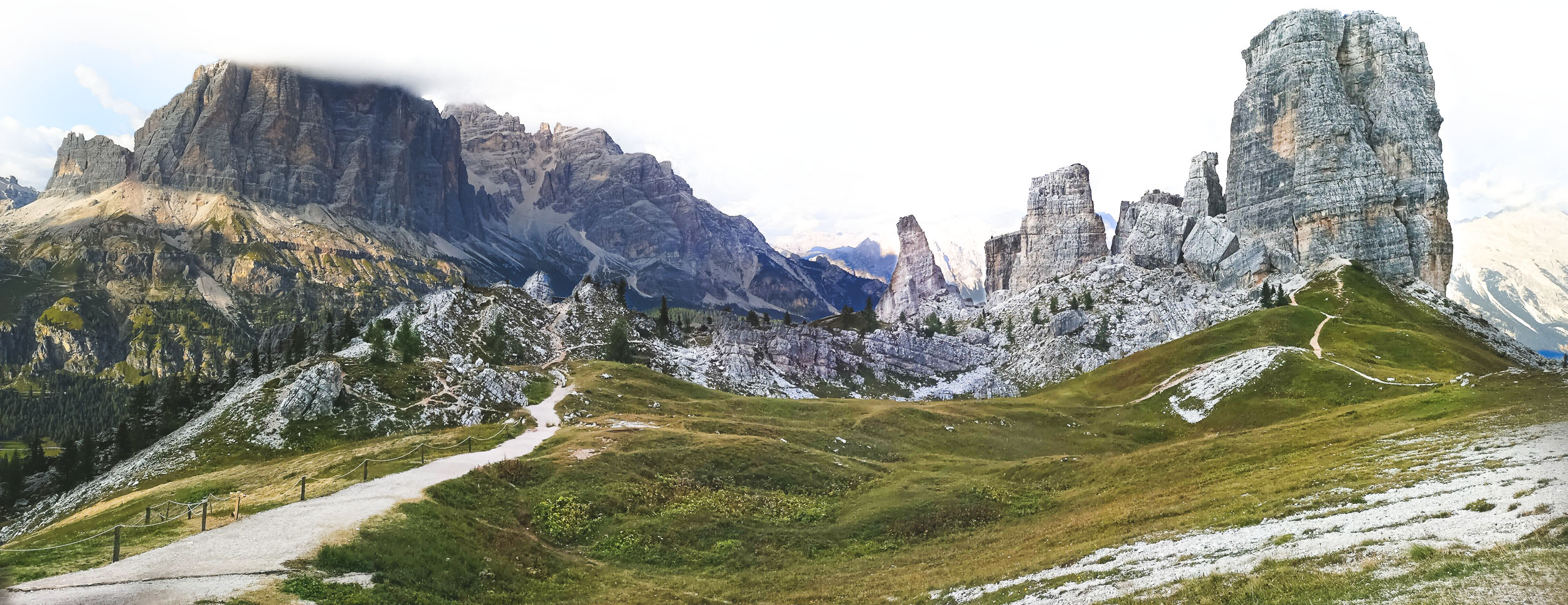 Tofana mountains and Cique Torri in Alta Via 1, Dolomites, Italy