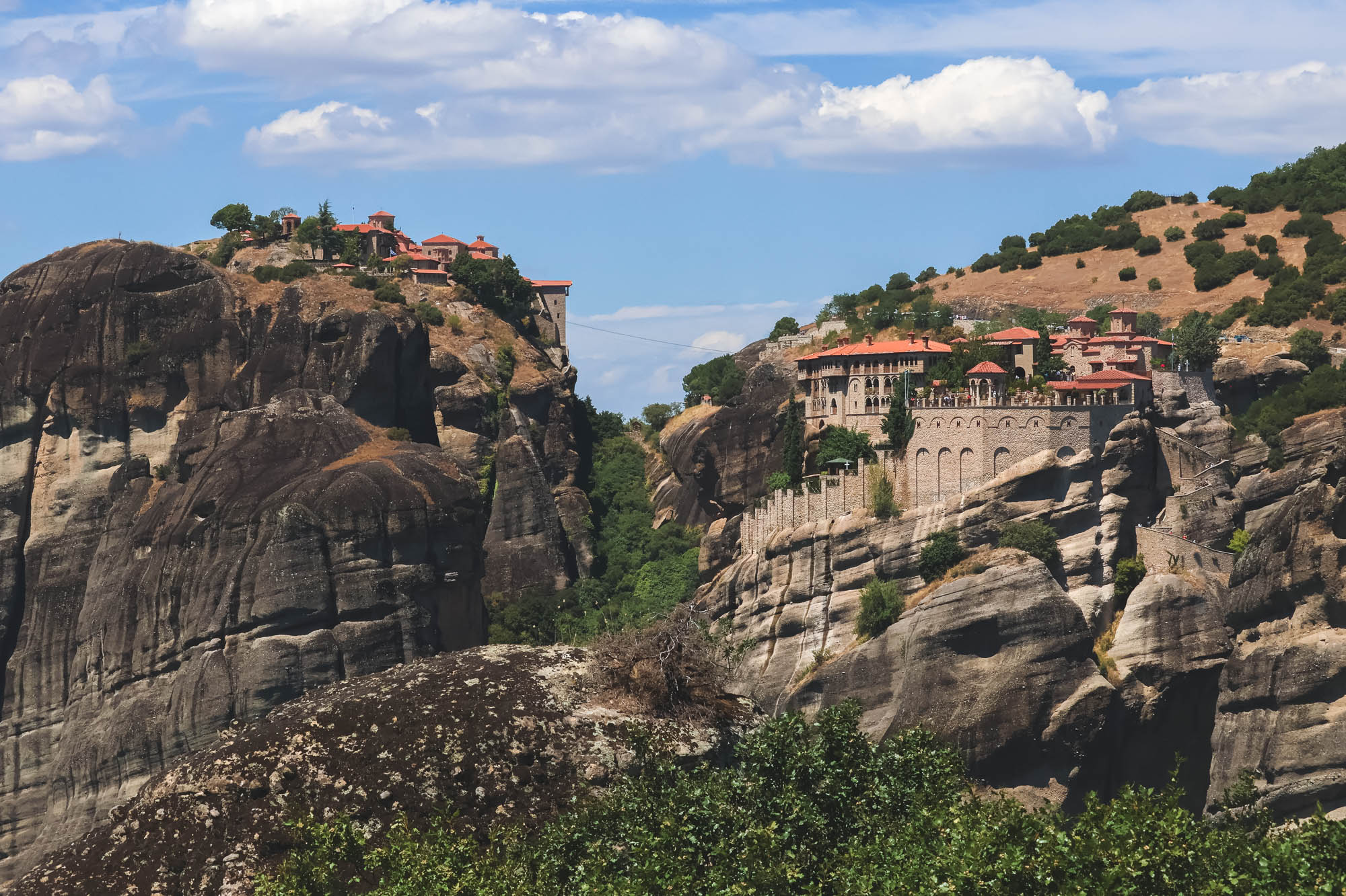 The Great Meteoron Holy Monastery of the Transfiguration of the Saviour (right) and Monastery of Varlaam (left)