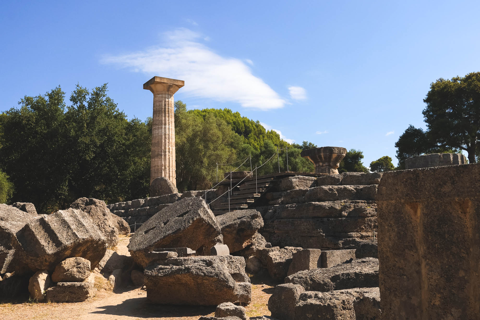 Remains of Zeus Templae in Olimpia, Peloponnese, Greece