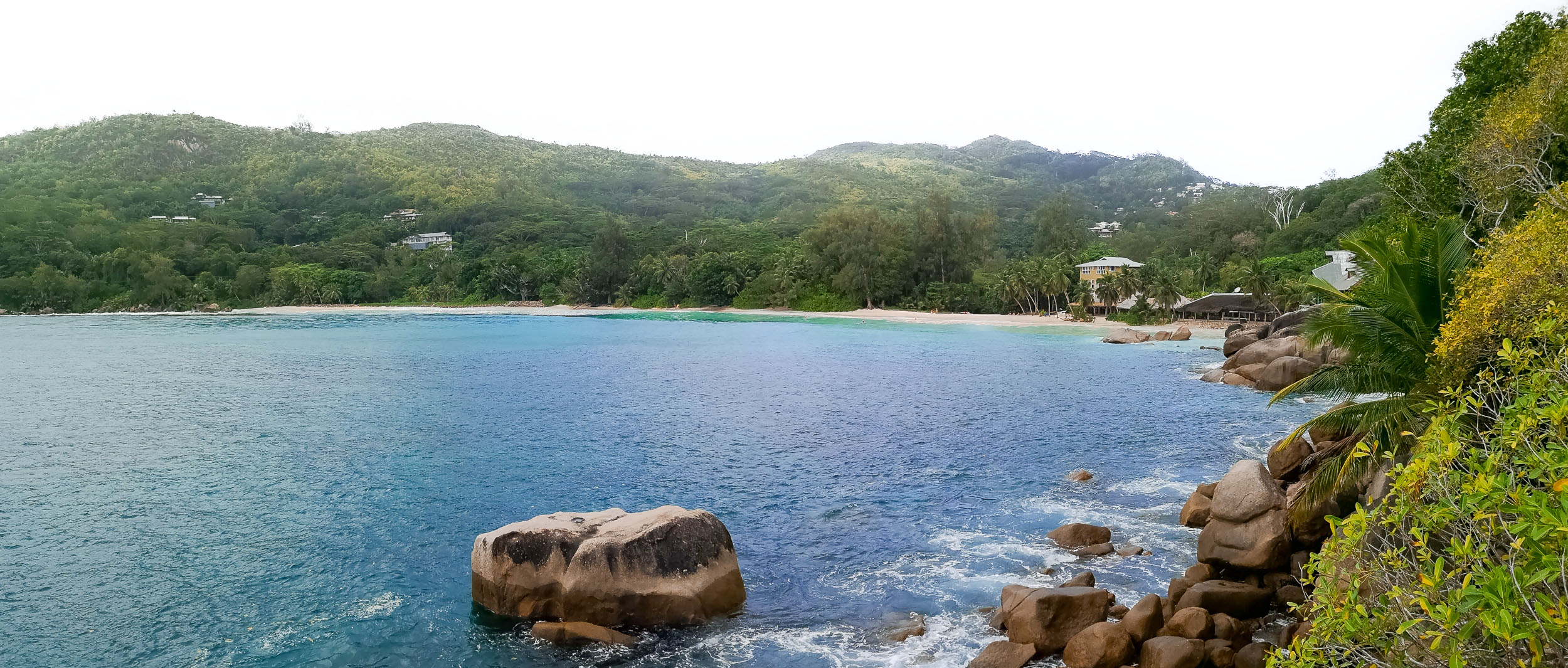 Anse Takamaka from a jungle hike viewpoint in Mahe, Seychelles