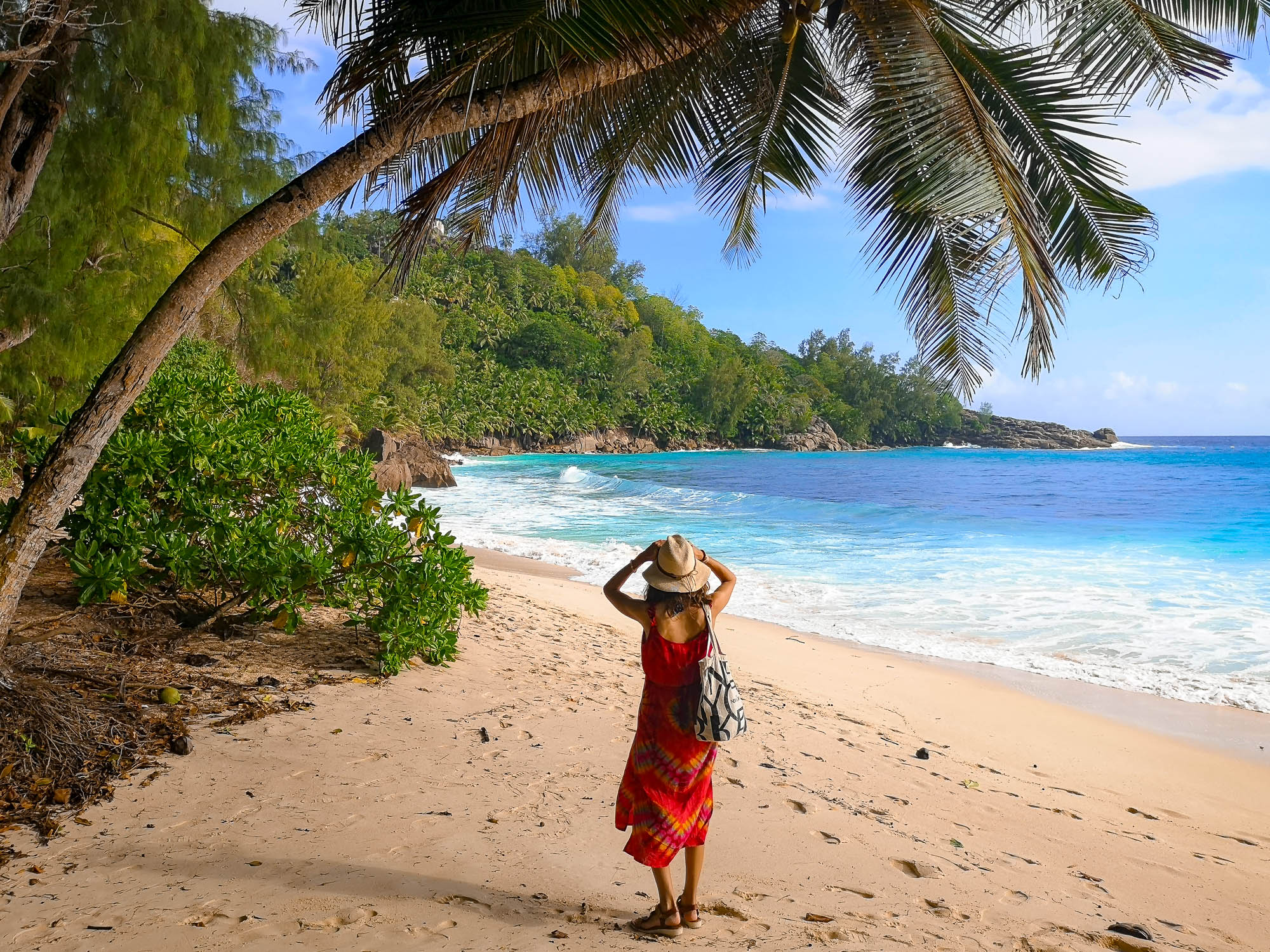 A beautiful girl in Anse Intendance in Mahe, Seychelles